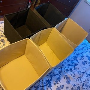 11' Fabric Cube Storage Bins with handles LOT OF 5 (3 beige+2 black)